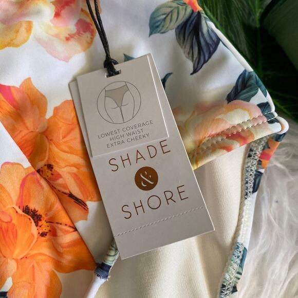 Women's Shade & Shore High Waist Extra Cheeky Swim Floral Bikini Bottoms Size S - Picture 5 of 9